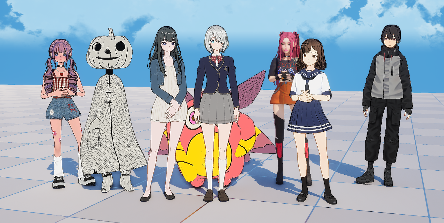 Internal and external VRM character lineup