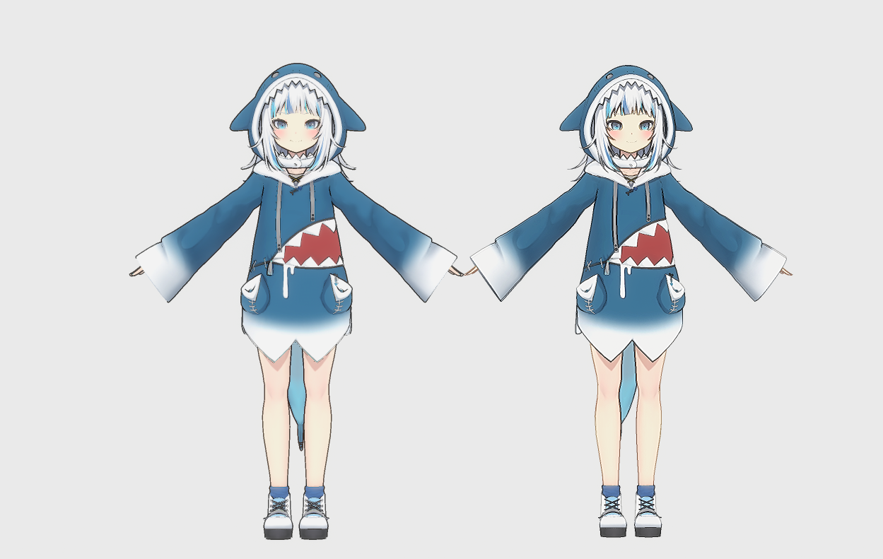 Zo Toon(Inverted Hull) vs VRM Toon(Post Process) outline comparison