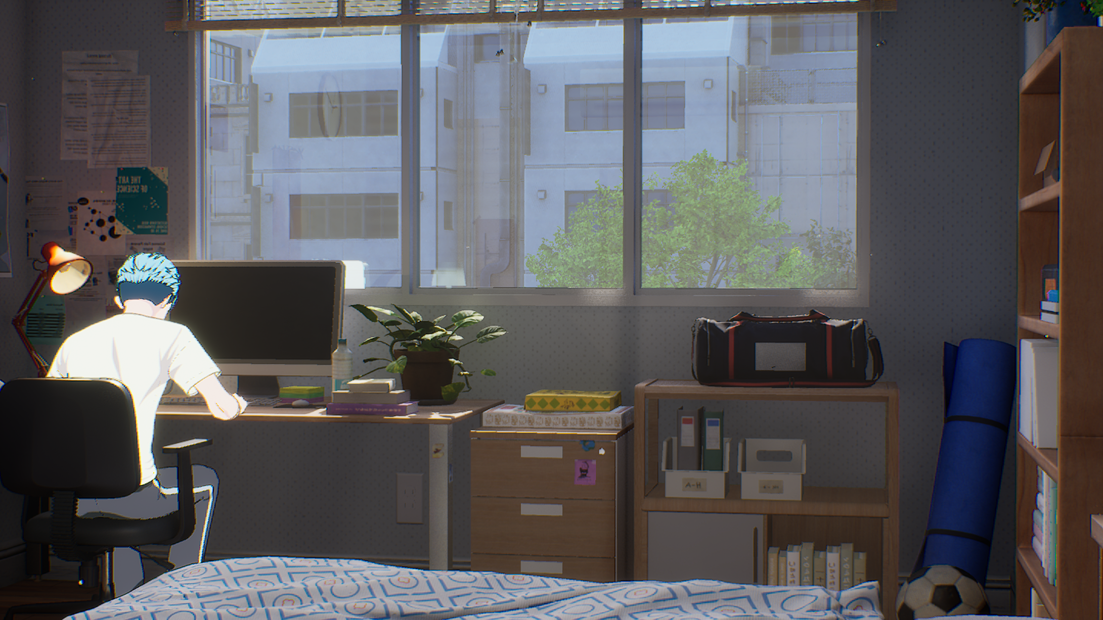 PBR background + NPR character coexistence scene